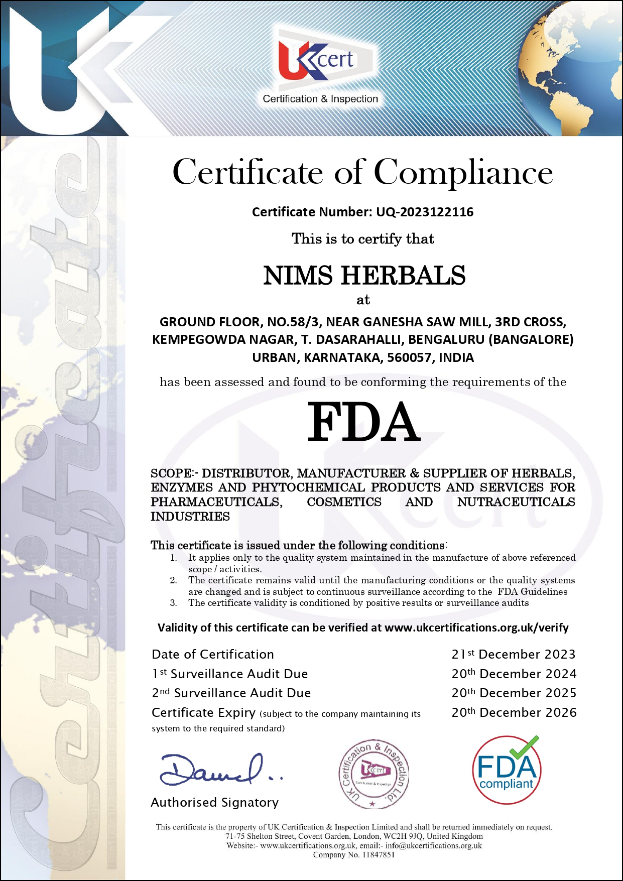 UKCERT FDA